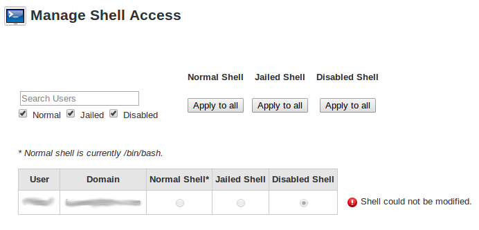 WHM Shell Fail